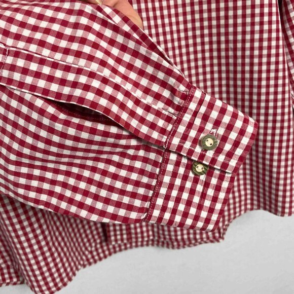 HAMMERSCHMID Red and White Checked Gingham Cotton Mens Shirt Button Up Size L - Picture 5 of 8